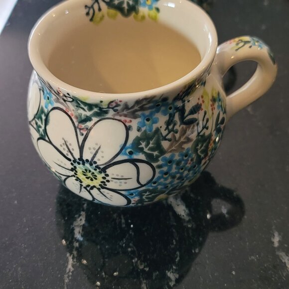 Polish pottery (spring Blossom) bubble mug - Picture 1 of 6